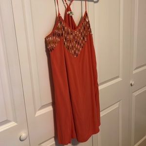 Coral “Ya Los Angeles” Spaghetti Strap Dress